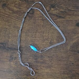 Elegant Silver Necklace with Turquoise Accent